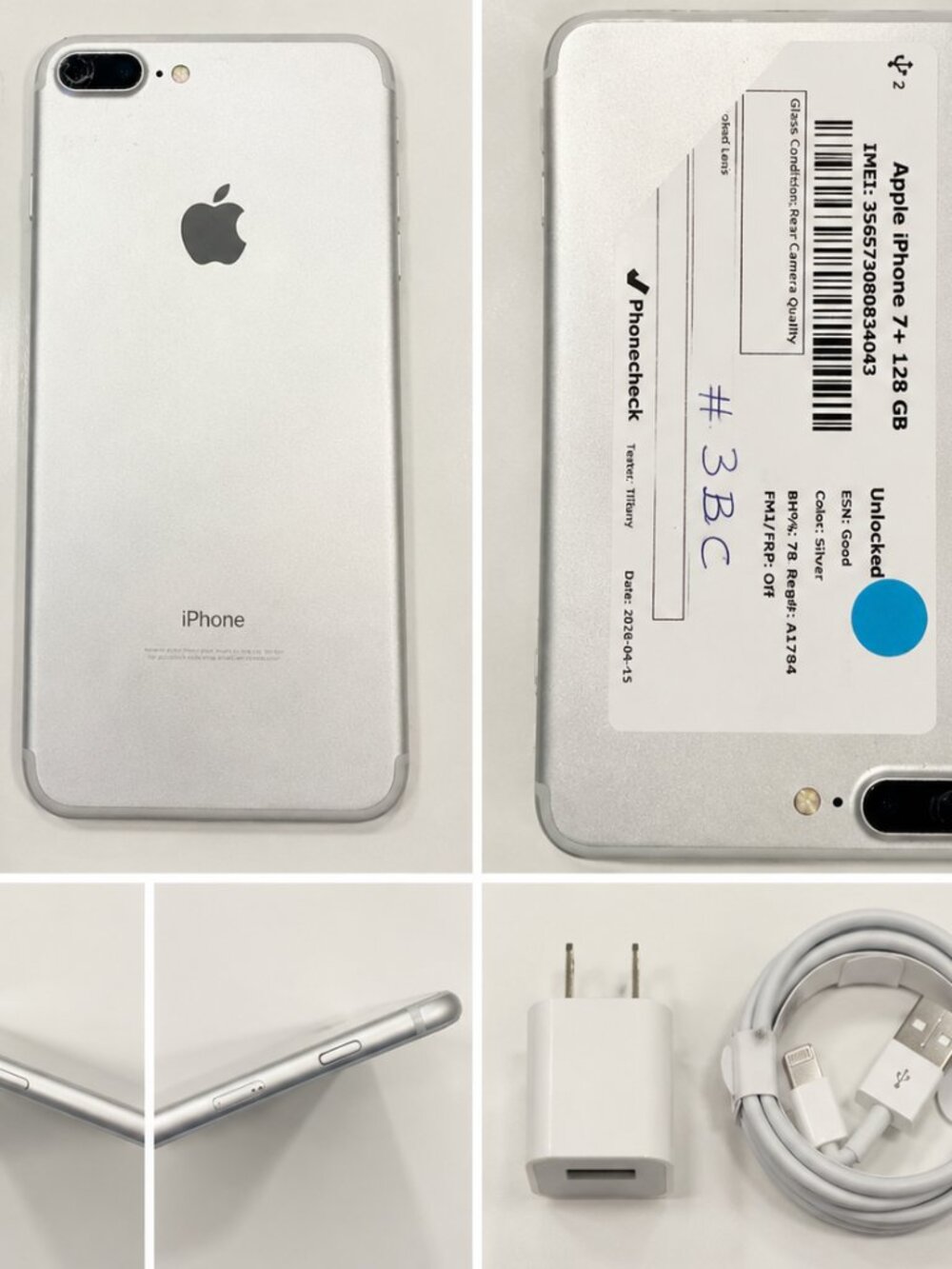 Apple iPhone 7 Plus 128GB Unlocked Silver (#3 BC) - Picture 2 of 2